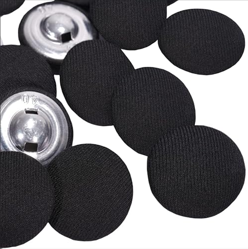 ZZXLLRO 30Pcs Tuxedo Button Black, 25MM Big Fabric Covered Velvet Cloth Buttons with Plastic Shank, Smooth Satin Buttons for Sewing Bridal Suits Dress Gowns Clothes