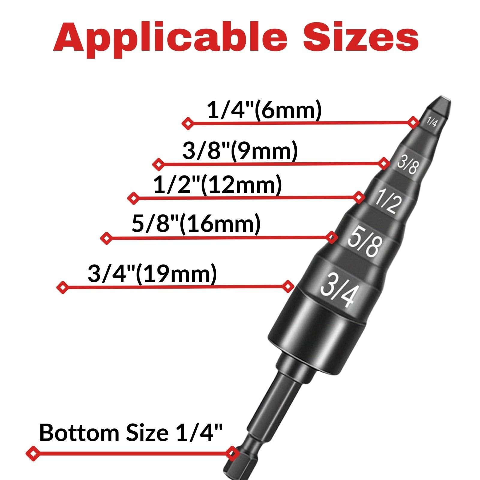 Jadeshay Espansore per Tubi,5 in 1 Punte per Trapano Multifunzione HVAC Strumento di Espansione per Tubi in Rame per Condizionatore d'aria y Espansore, Dimensioni 1/4" 3/8" 1/2" 5/8" 3/4"