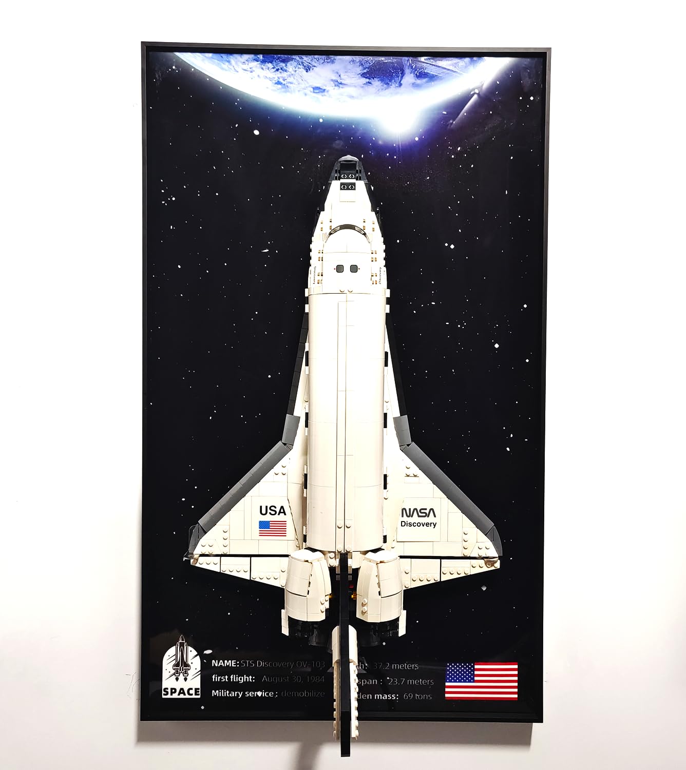 iCUANUTYDisplay Wall Mount for Lego Icons NASA Space Shuttle Discovery 10283, Unique Decorative Metal Frame Display Board for Lego Car Wall Mount - Ideal Gifts for Lego Lovers,Size:29.5x17.7 in