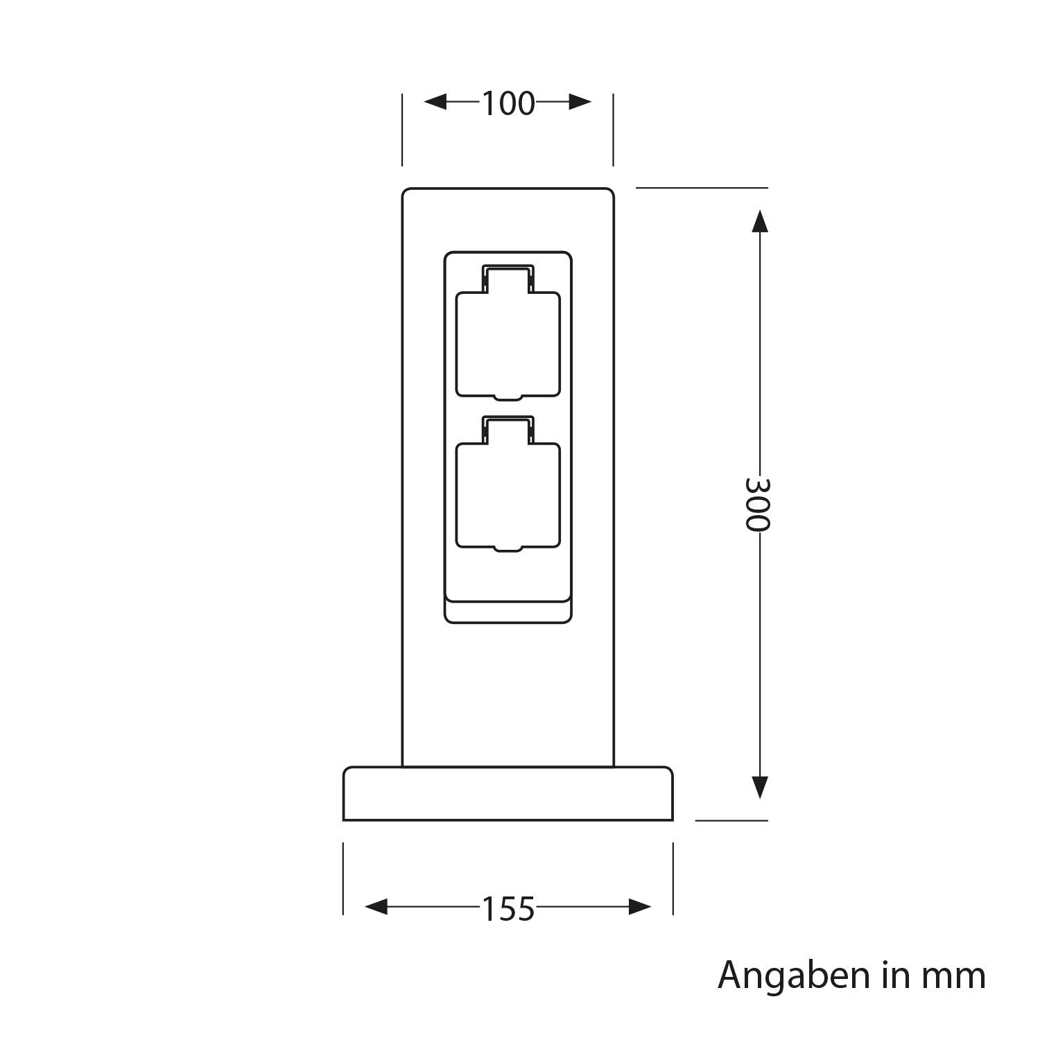 ledscom.de 2x ogrodowa kolumna z gniazdkami POCK do użytku na zewnątrz, IP44, 2-gniazdkowa, antracytowa (wygląd kamienia), prostokątna, 30 cm