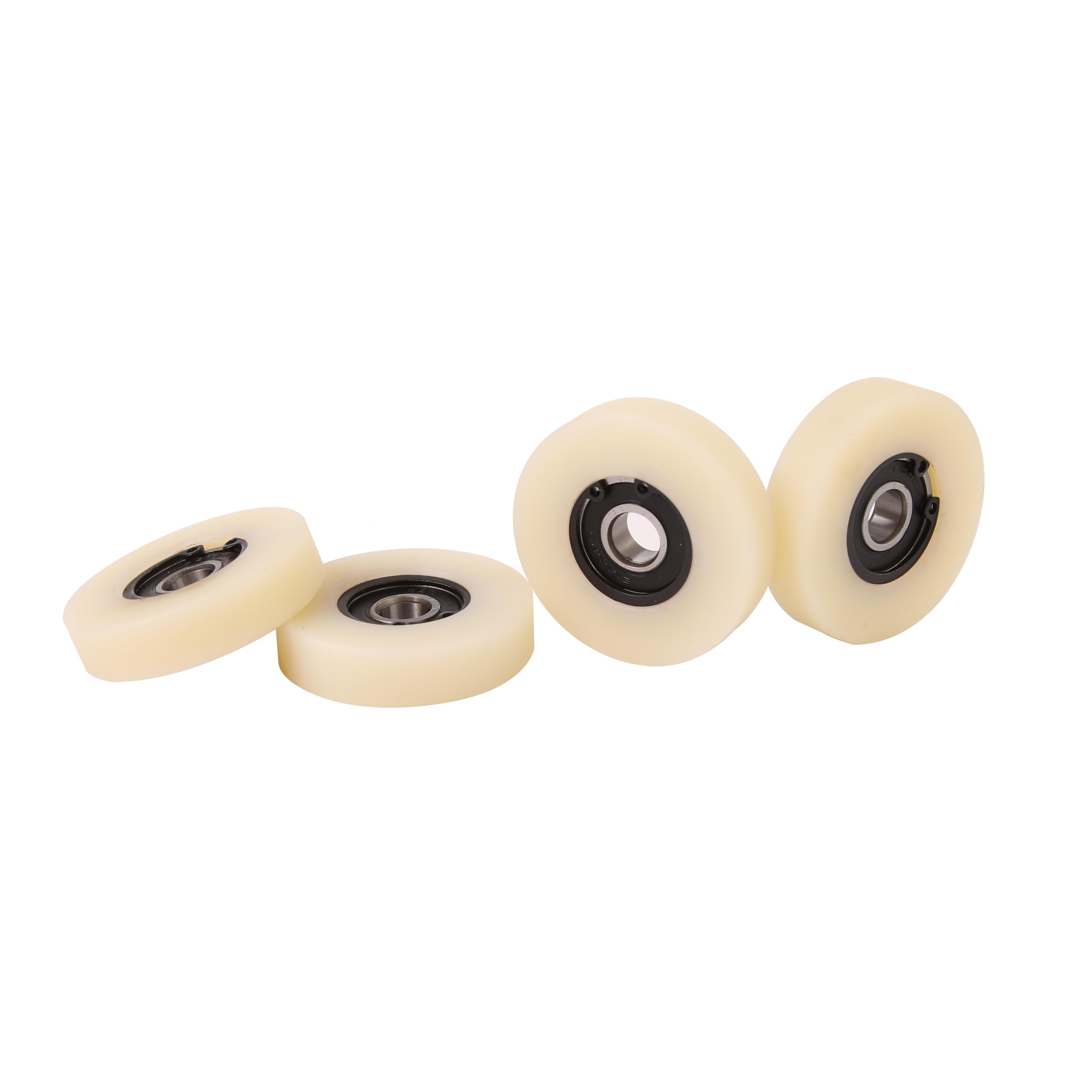 Satz mit 4 Laufrollen mit Kugellager - Nylon Rollen für Palettenhubwagen - Hubwagen Räder Durchmesser 50 mm, Breite 12 mm - Lager 10 mm - Präzise maschinenbearbeitet