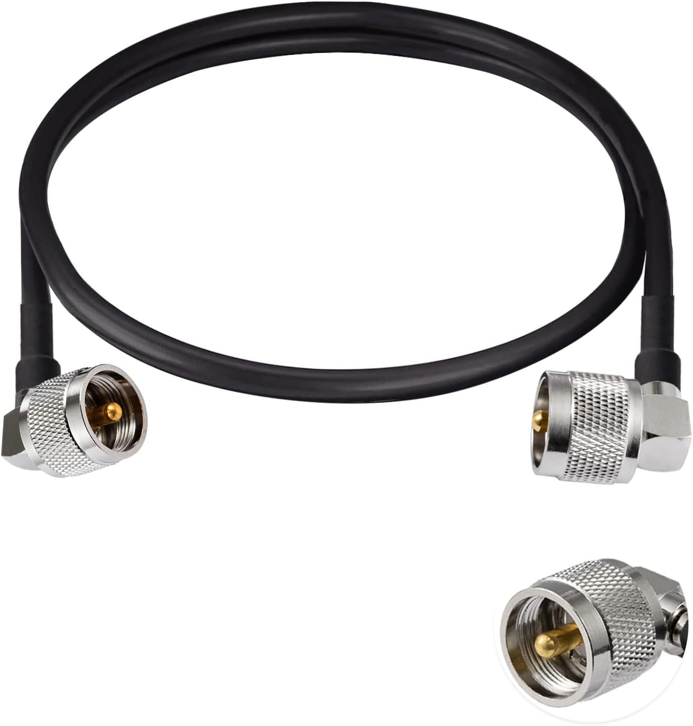 – Vecys PL 259 Cable Jumper UHF Male PL-259 Right Angle to UHF Male PL-259 Right Angle Low Loss Digital Coax Cable RG58 23.6"/60CM for Walkie Talkie HAM & CB Radio SWR Meter Antenna Analyzer