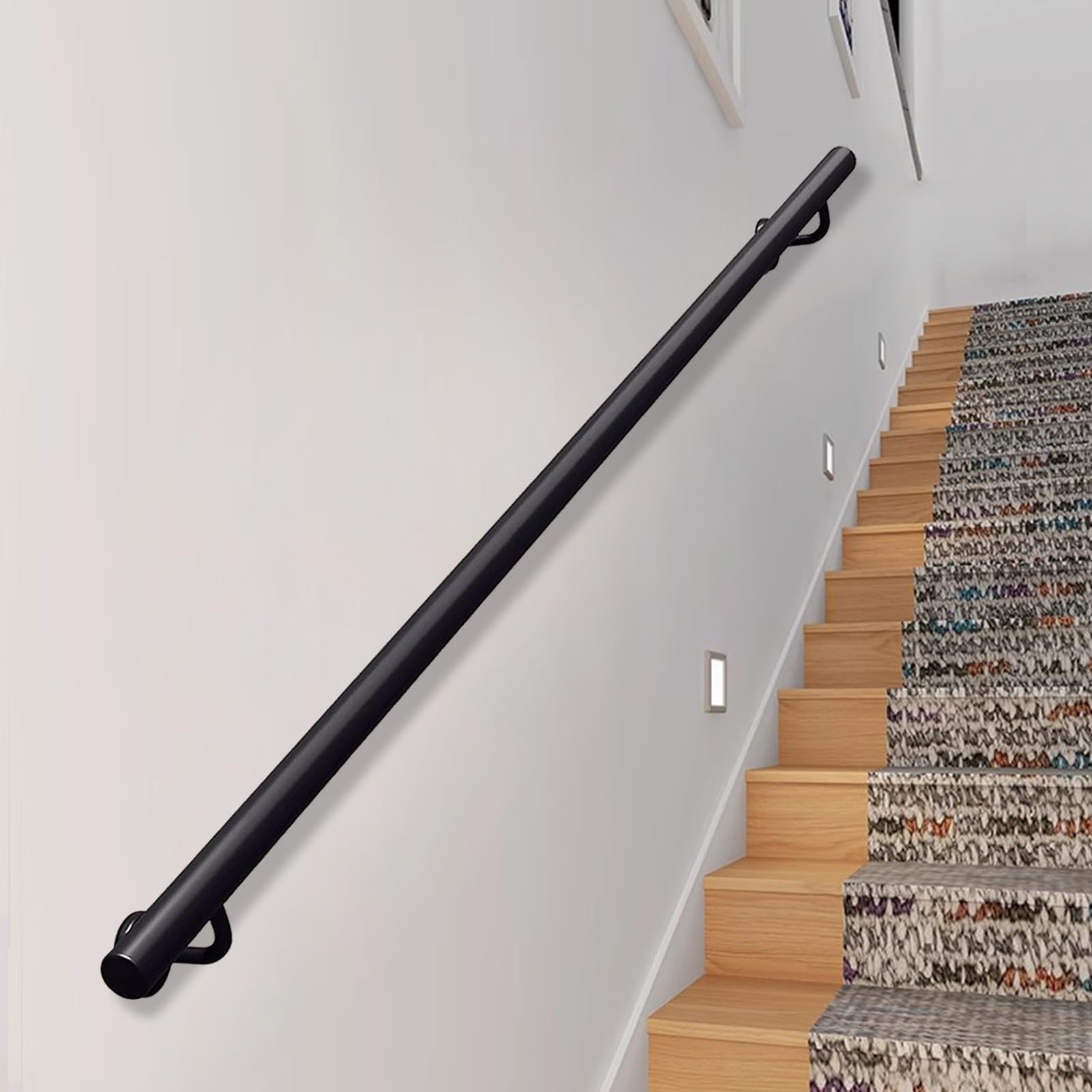 FKXSXAZ Wall Mount Handrail for Stairs, 1m 180cm 2m 300cm 6m Industrial Pipe Staircase Handrails Grab Bar Metal Galvanized Iron Hand Railing Outdoor Indoor Steps(16.4ft/500cm)