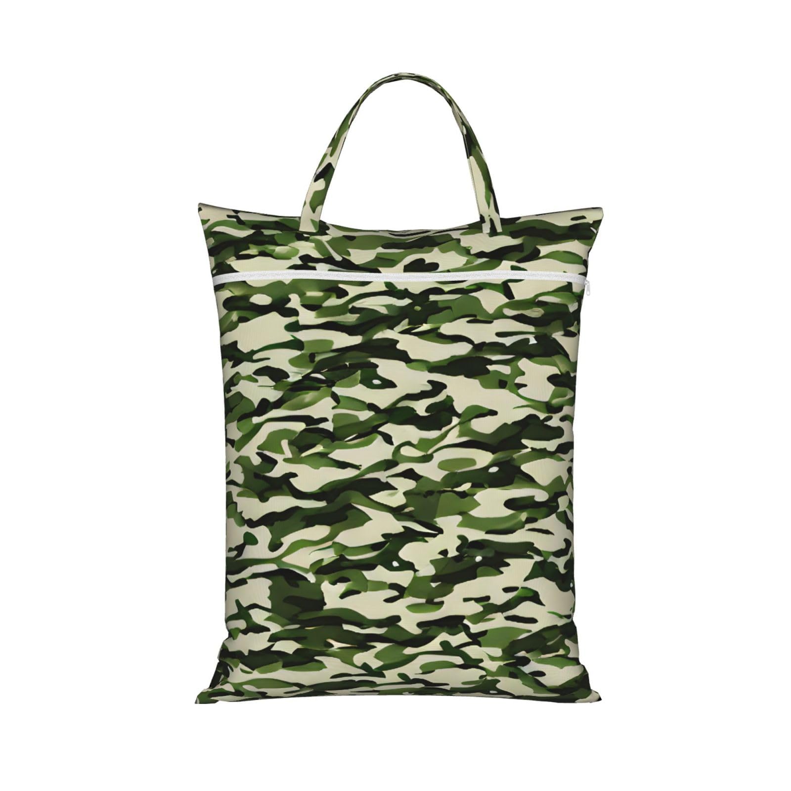 Pphgut 1 Pc Camo Green Print Travel Laundry Bag Portable Dirt Clothes Bags Daily Hiking Camping Vacation