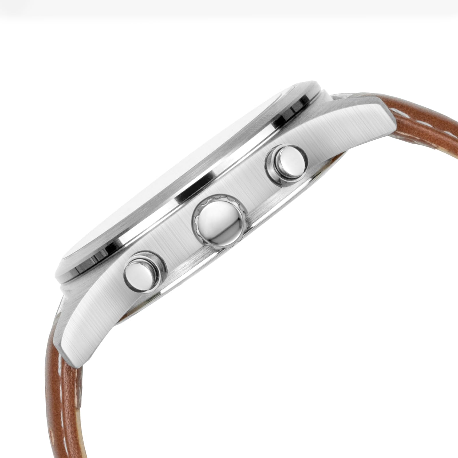 PINDOWS Orologio da polso da uomo, in pelle nero-marrone, cronografo, orologi al quarzo alla moda