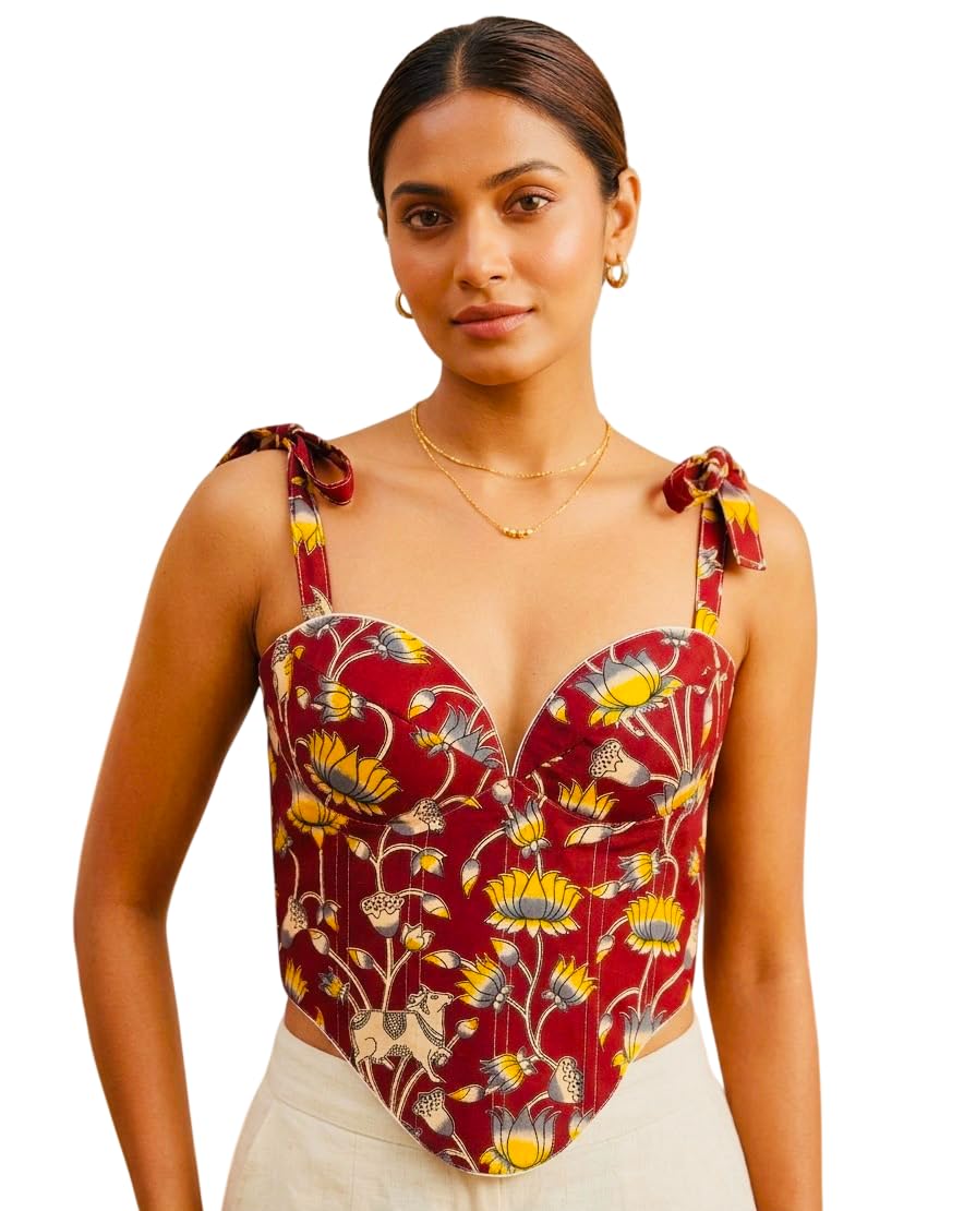 Women's Solid Premium Cotton Fabric with Cotton Lining Printed Corset Top With Sweetheart Neckline Corset Top For Women Comfortable & Durable-image-16