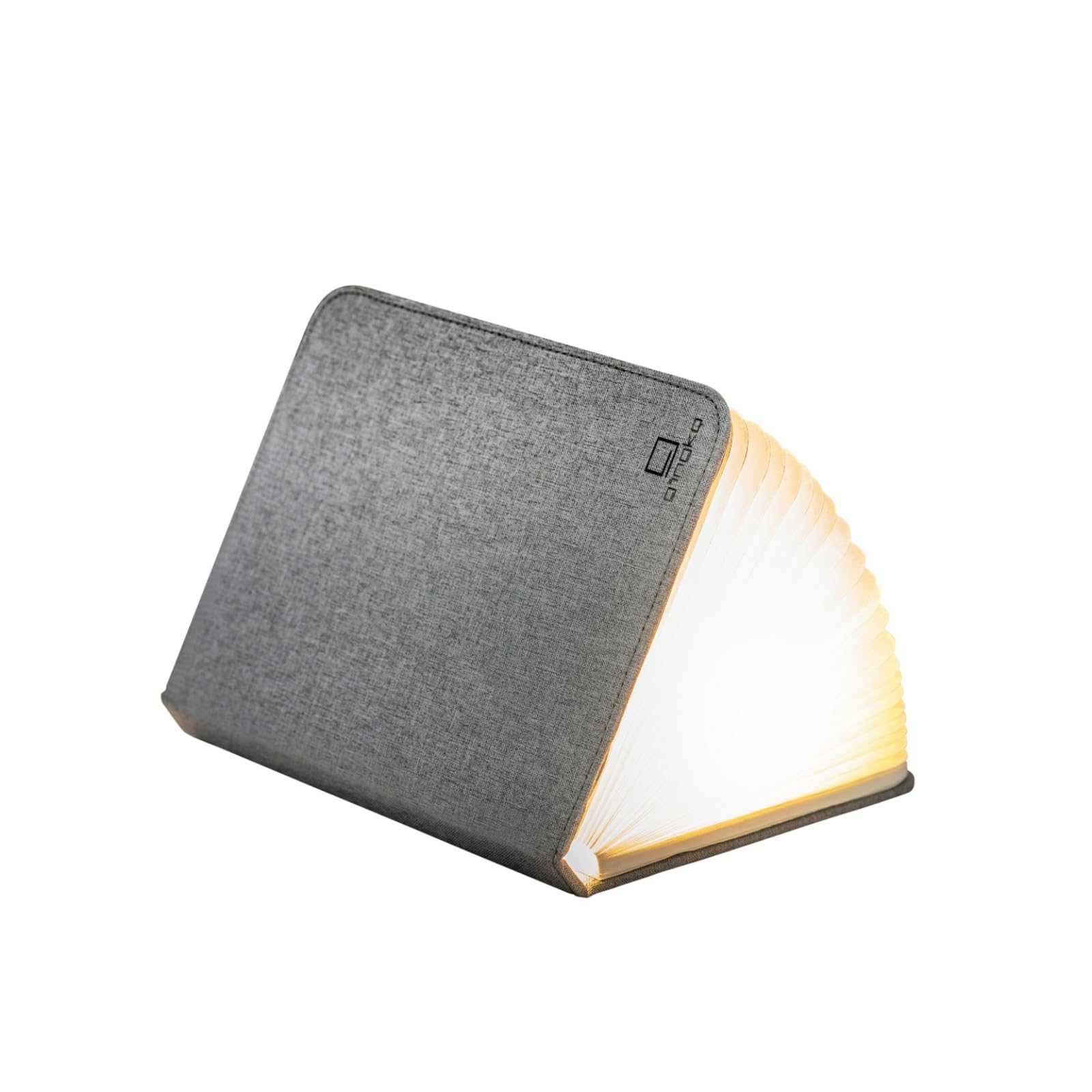 Gingko Smart Book Light Mini – Linen Fabric Urban Grey | Rechargeable LED Foldable Desk Lamp | Magnetic Design | Unique Gift Idea for Book & Design Lovers