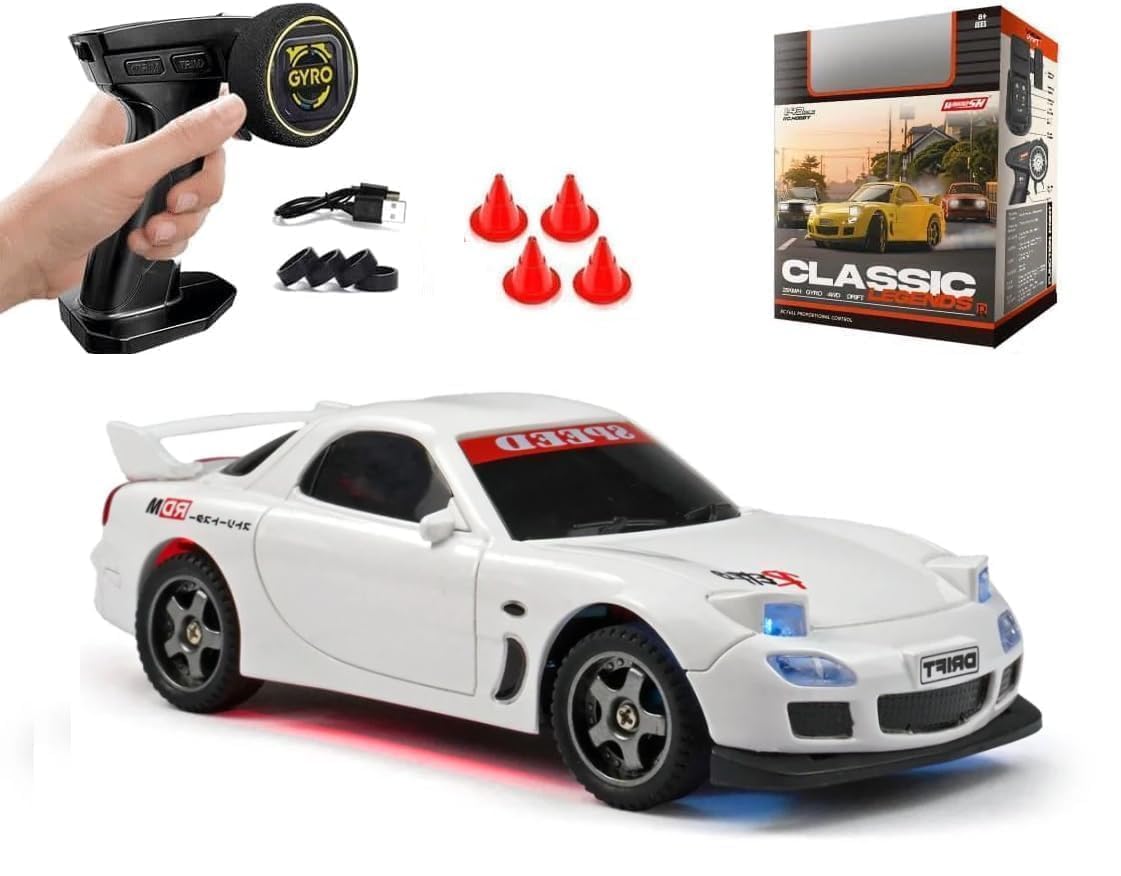 Mini RC Drift Car, 1/64 Rc Small RC Car, Desktop Remote Control Cars with LED Lights, 4 Desk Drifting Crawler for Race, Hobby Gifts and Toys, Multicolor