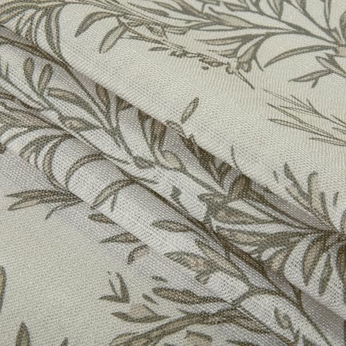 Image of TWOPAGES Pinch Pleat Leaf Print Cafe Curtains, Stone, 26W x 18L