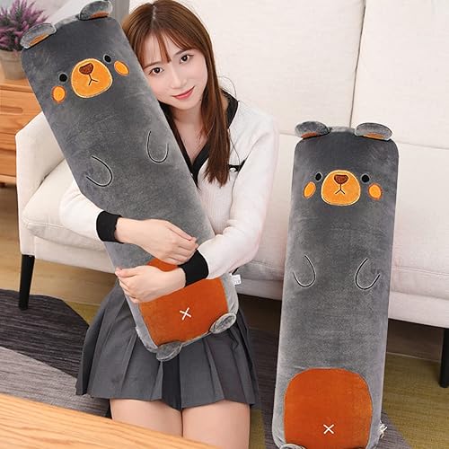 Miniatura 6 de MDXMY Almohada larga de felpa suave de oso negro para el cuerpo almohada de peluche con lindo juguete de dibujos animados oso negro 334 pulgadas