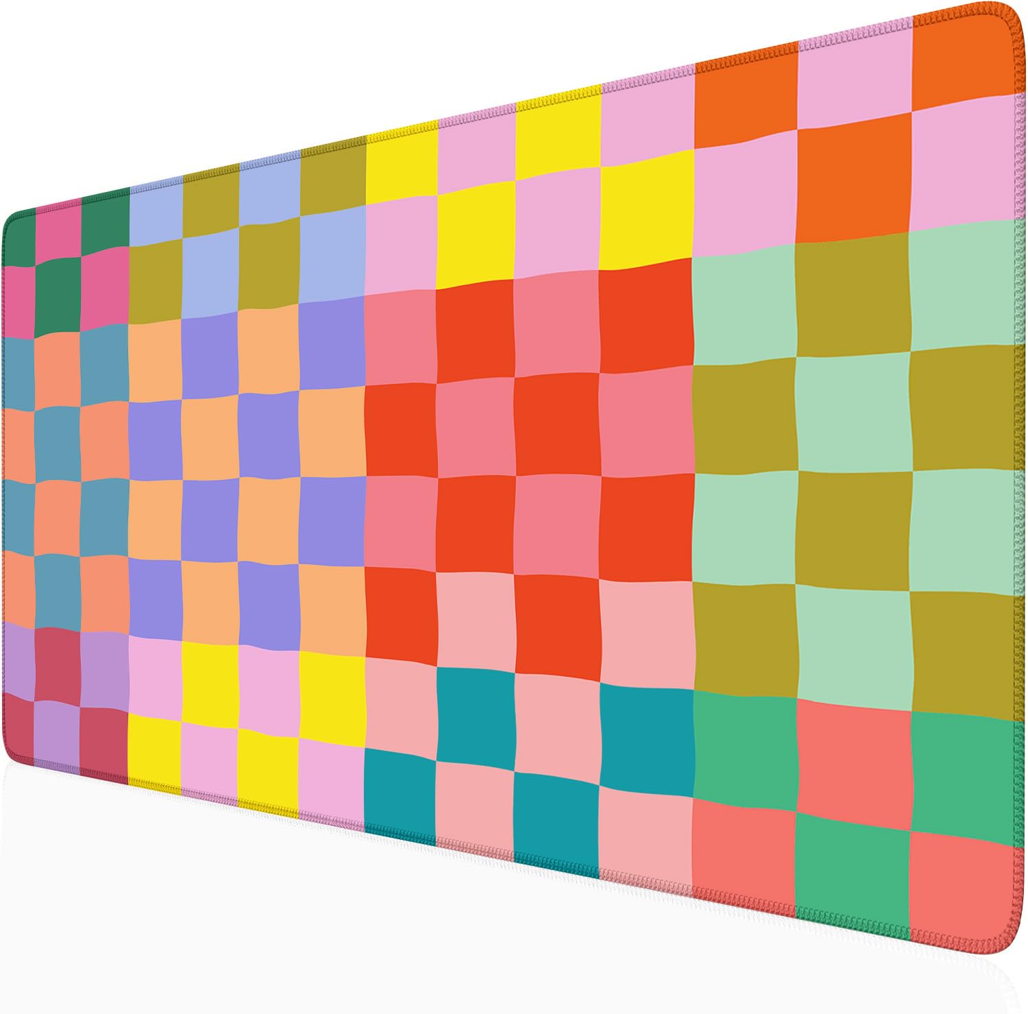 Nasdalgias Checkered Desk Mat Retro Cute Mouse Pad XXL Large Mouse Pad, Desk Matt for Desktop Keyboard Pad Mouse Mat Computer Decor with Stitched