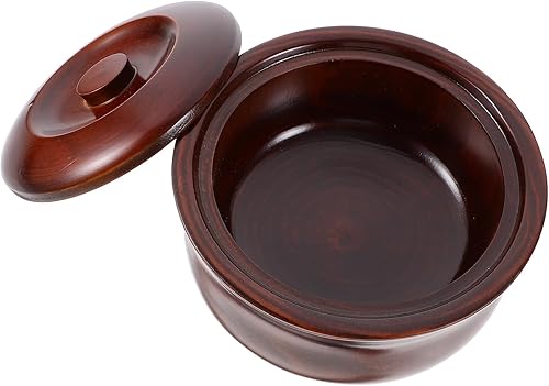 Didiseaon Tazón de madera para frutas con tapa, cuenco de postre marrón oscuro, cuenco de almacenamiento de alimentos para ensalada y aperitivos, 1
