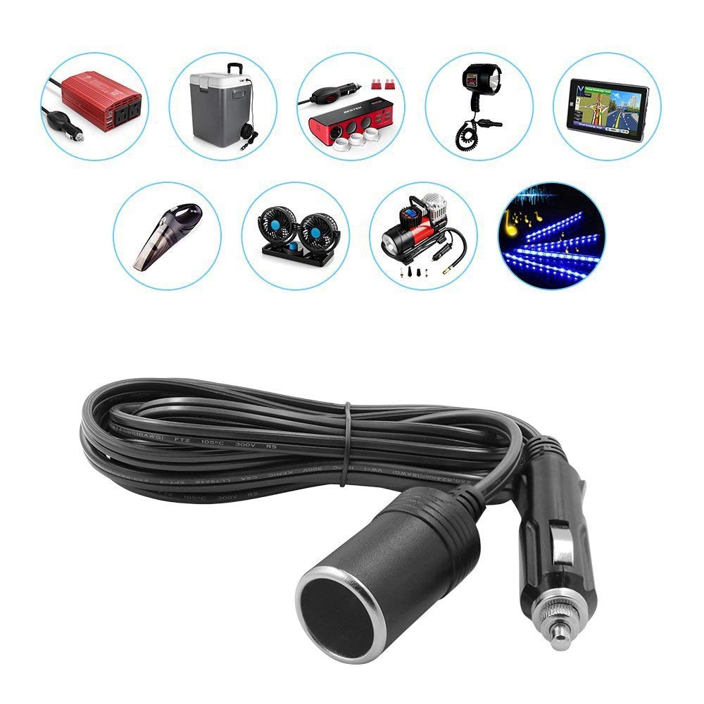 Amazon | シガーソケット延長ケーブル 3m LEDランプ付 12V/24V