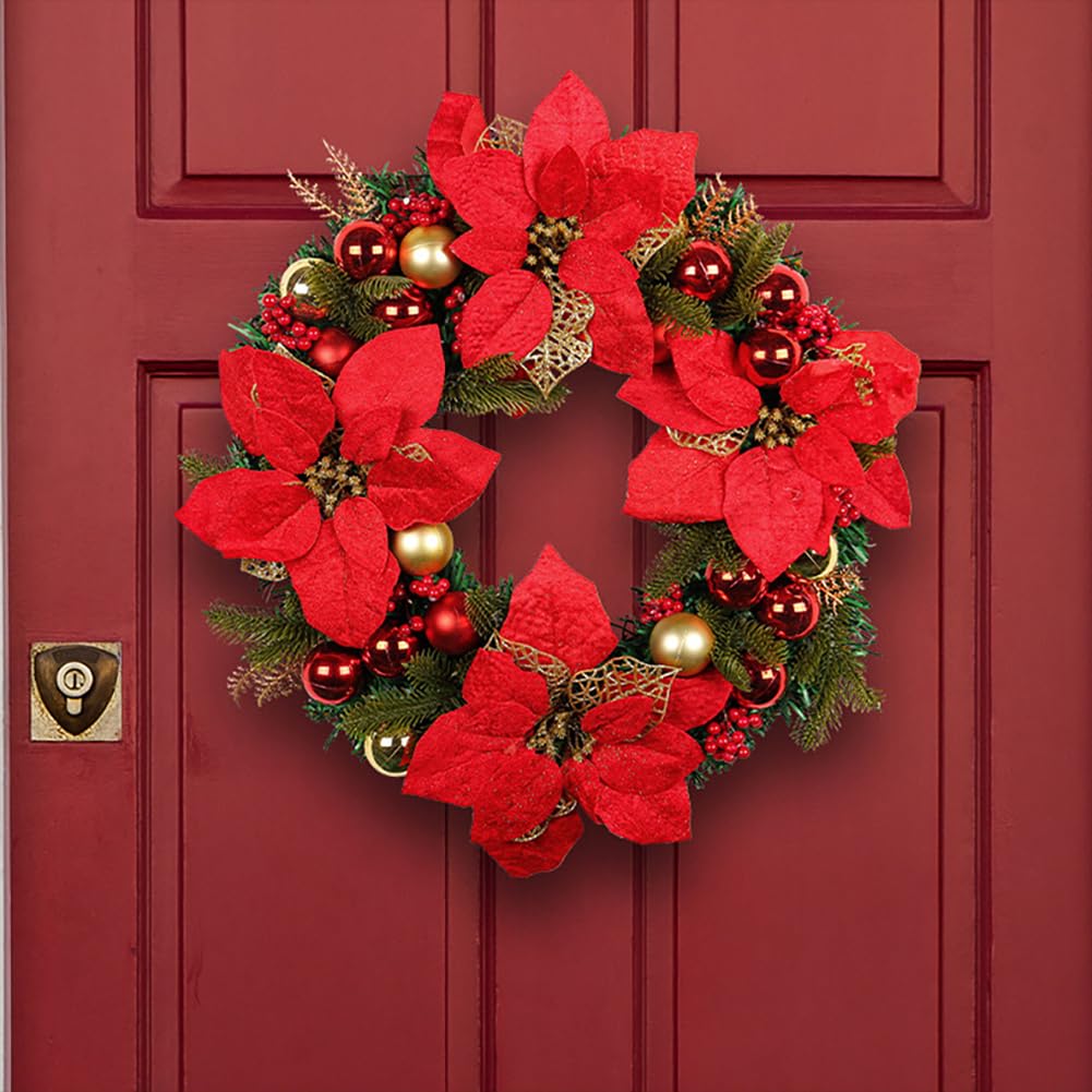 Amazon.co.jp: クリスマスリース 40cm ナチュラルリース ポインセチア Amazon.co.jp: クリスマスリース 40cm ナチュラルリース ポインセチア