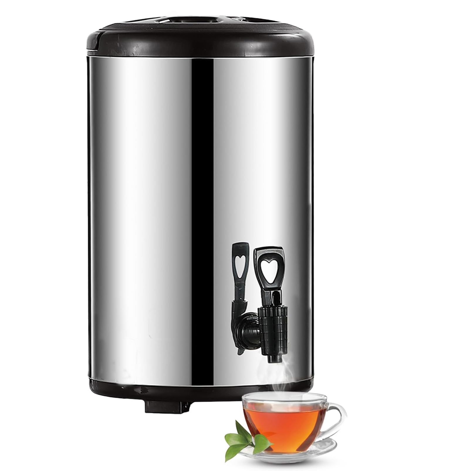 Dispensador de bebidas aislado, urna de agua caliente de acero inoxidable de 8 L y servidor de café con espiga, termo de doble pared para fiestas y oficina en casa