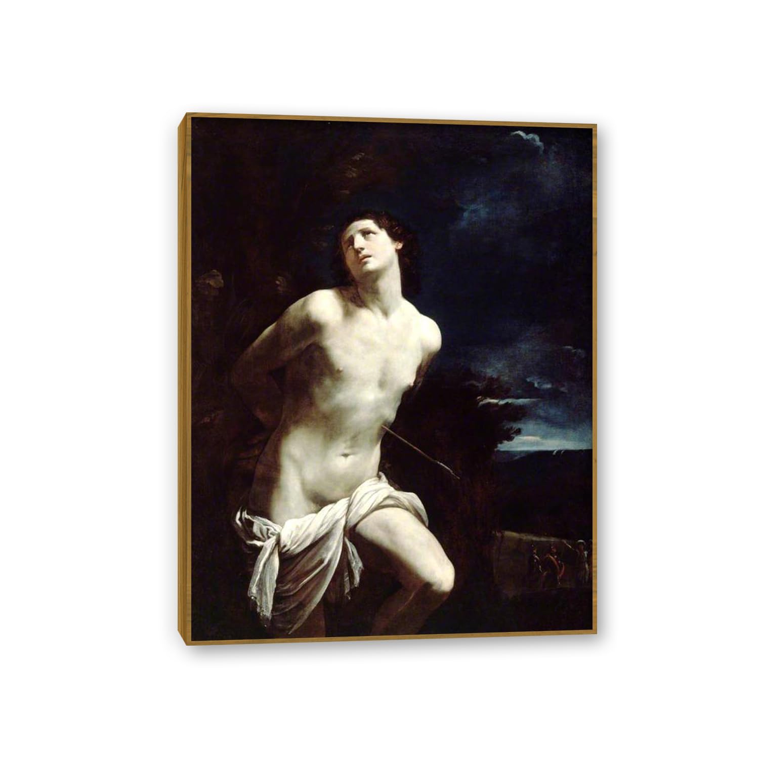 MYCGGDGH Guido Reni Canvas Print Wall Art Saint Sebastian Famous Giclee Art Religious Paintings Artwork Picture Poster Wall Decor for Living Room Offices Church 40x30cm(16x12in) Teak Frame