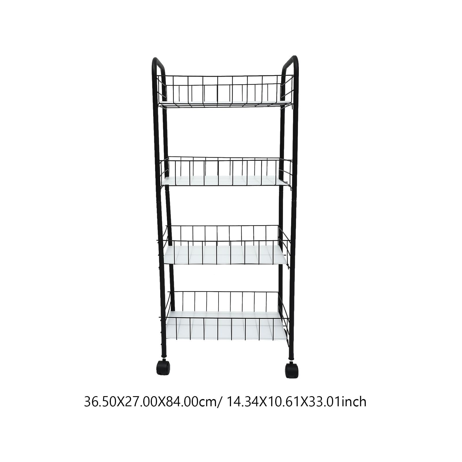 Carrito de Almacenamiento Negro Diseño Multicapa, Ruedas Freno, Gran Capacidad para Cocina y Baño, Estante Móvil Práctico de Abs