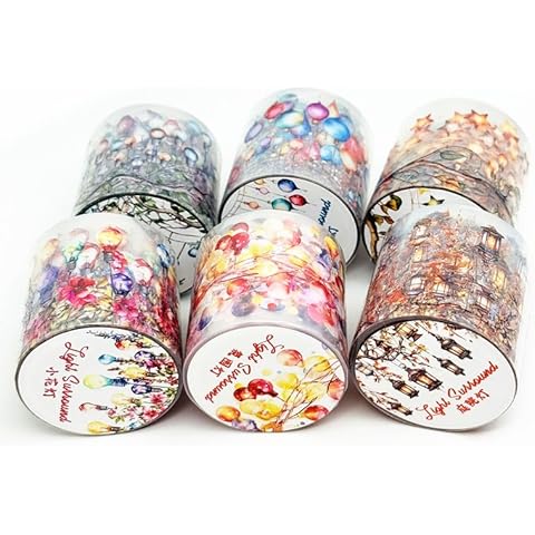 Koolemon 6Rolls Lighting Tape, Decorative Tape PET Light Stickers for Crafts Journaling Scrapbook Supplies Cover