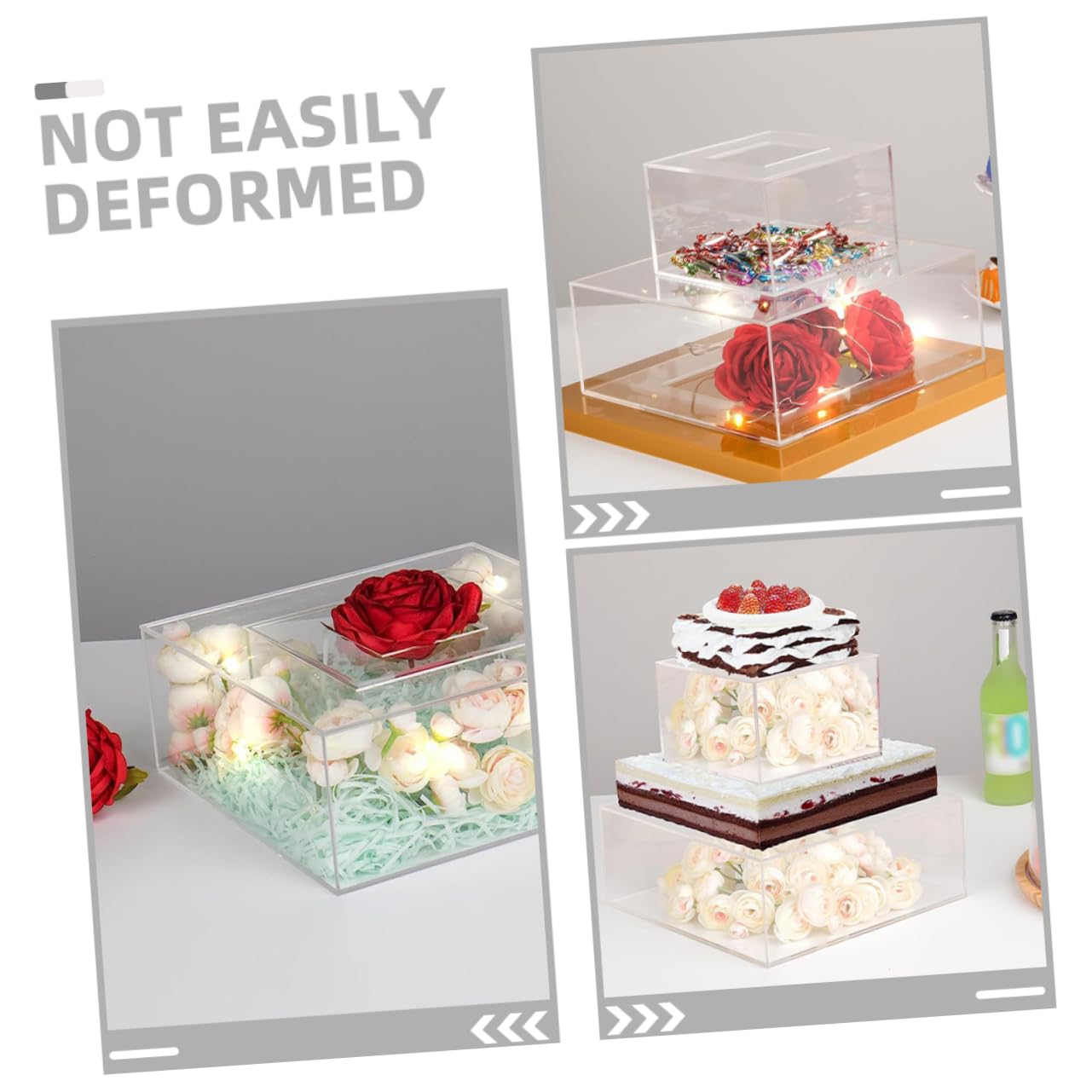 PRETYZOOM 2 Pezzi Alzata per Torte in Acrilico Trasparente, Design Quadrato Impilabile, Mantiene Freschi i Dolci per Feste e Ricevimenti