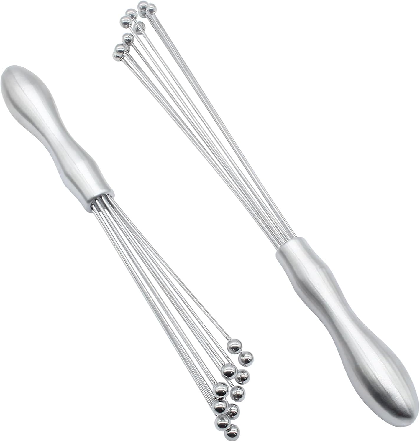 2PCS Stainless Steel Ball Whisk, 10 Inch & 12 Inch Wire Egg Whisk, Manual Egg Beaters Mixer Whisk for Cooking Cream Sauces Blending Stirring