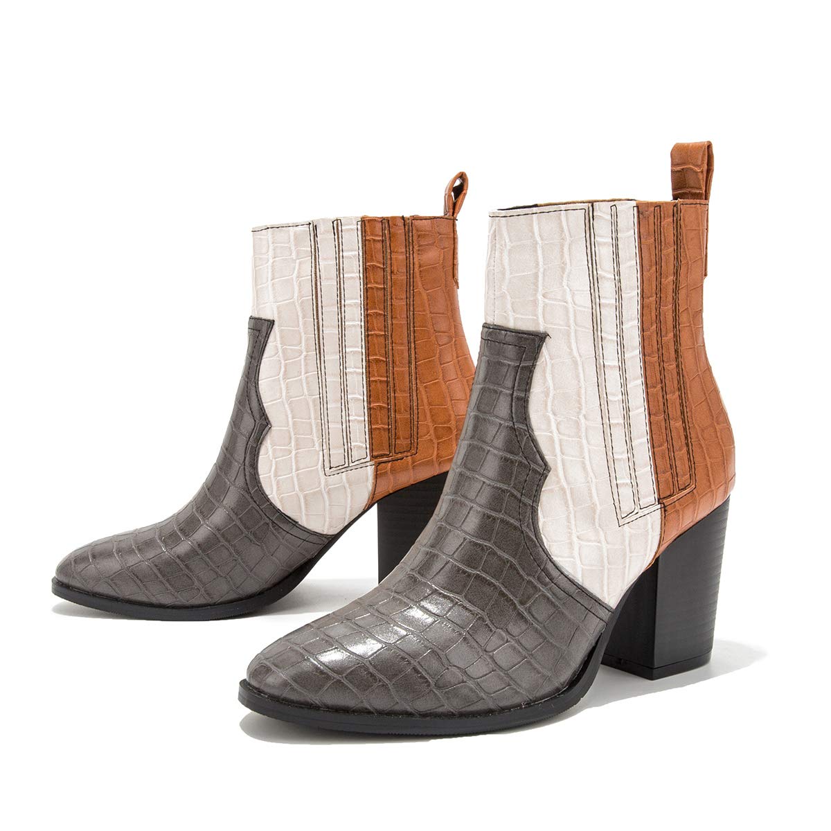 Ankle Boots High Block Heel Pull On Pointy Toe Casual Women Fashion Winter Shoes Ladies Casual Smart Party Shoes Anti Slip Outdoor Comfort Walking Office Work Black Fomal Dress Boot Zipper