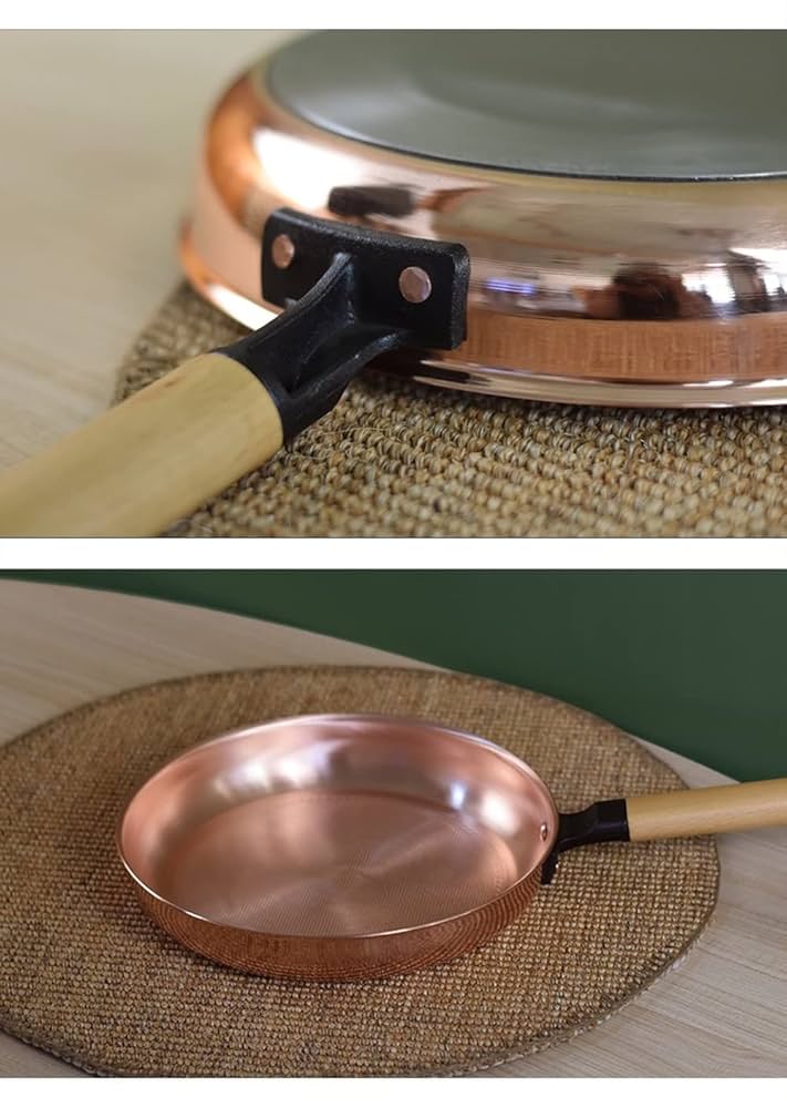 銅製フライパン 26cm 真鍮ハンドル Amazon｜銅フライパン ロングハンドル銅鍋 純粋な手作りの銅の鍋