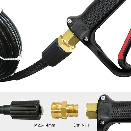Miniatura 6 de Joywayus Acoplador de lavadora a presión M22-0.551 in Rosca hembra a M22-0.591 in macho accesorio para pistola de agua de alta presión manguera