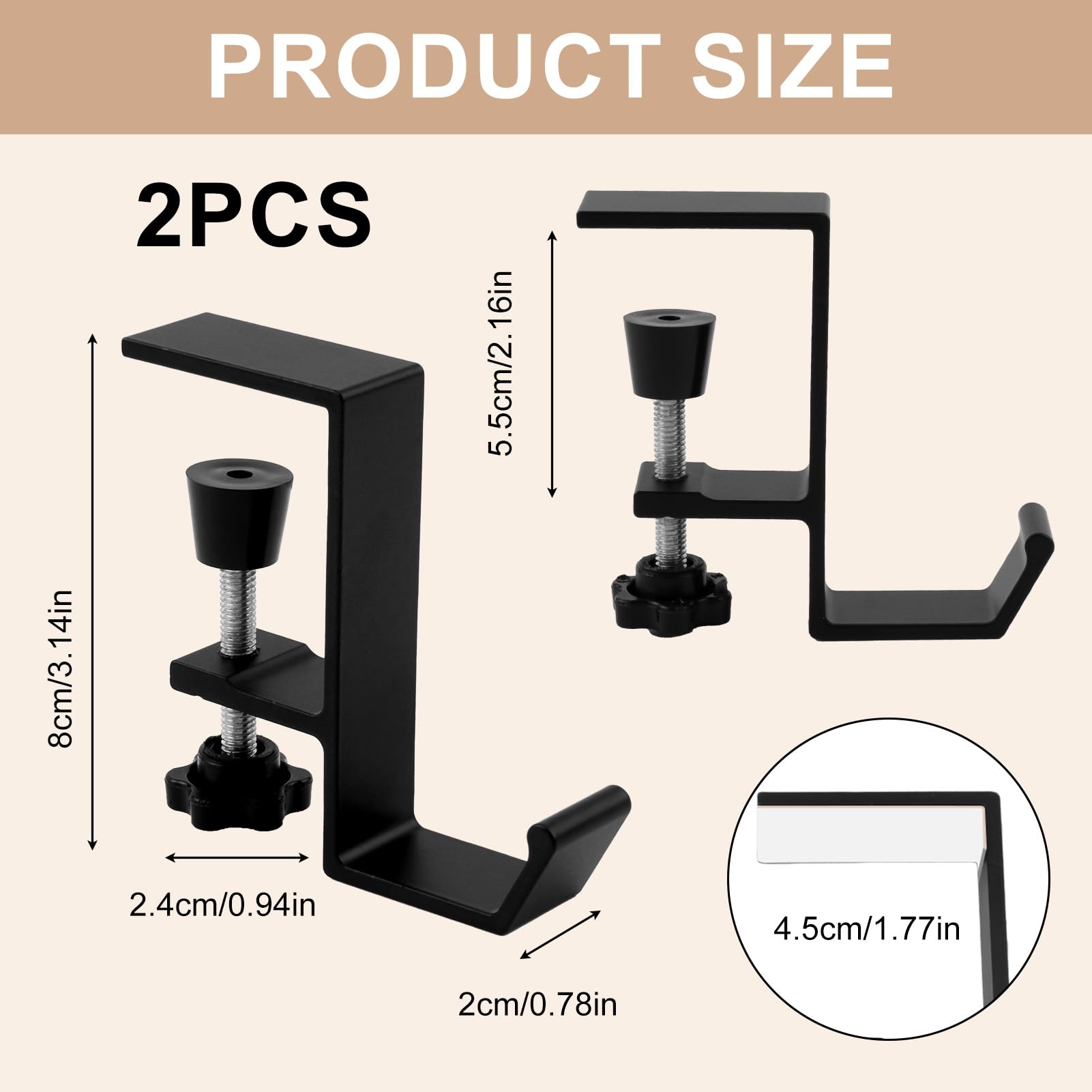 2pcs Supporto Per Cuffie, Gancio Borsa Da Tavolo, Organizzatore Da Scrivania Per Cuffie Da Gioco, Chiavi, Accessori - Design Compatto E Sicuro
