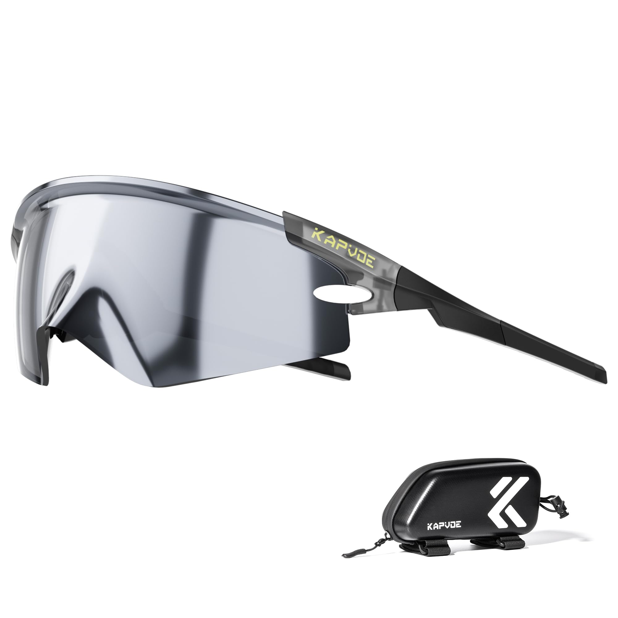KAPVOE K410 Cycling Glasses for Men Women, Adjustable Temples, UV400, TR90 Frame, with Bike Bag – Sports Sunglasses for Cycling, Running, MTB, Outdoor
