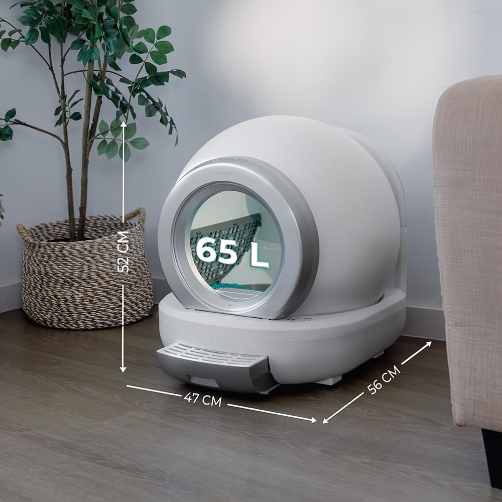 Cecotec Arenero Automático Compacto con Autolimpieza Pumba 7000 CleanKitty Compact Connected. Capacidad 65L, Triple Sistema de Desodorización, Control por WiFi, Silencioso, Sensor de Infrarrojos