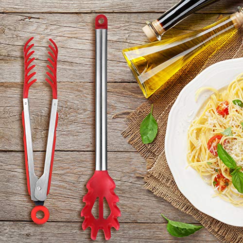 2 Pieces Pasta Fork Large Spaghetti Spoons Set, 13 Inch Stainless Steel Spoon Server Noodle Spoon And 9.8 Inch Food Serving Tong For Kitchen Cooking Baking Tools #TOP1