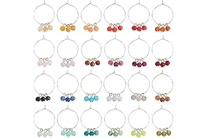 BENECREAT 24 PCS Acrylic Wine Glass Charms: Adorn Your Wine Goblets with Enchanting Gems