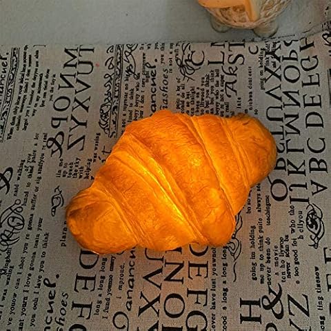 DNIEBW LED Night Light Simulation 3D Croissant Bread Light Funny Lamp Bedroom Bedside Battery Lamp for Home Decorative Funny Illumination Bread Lamp Gift Cover