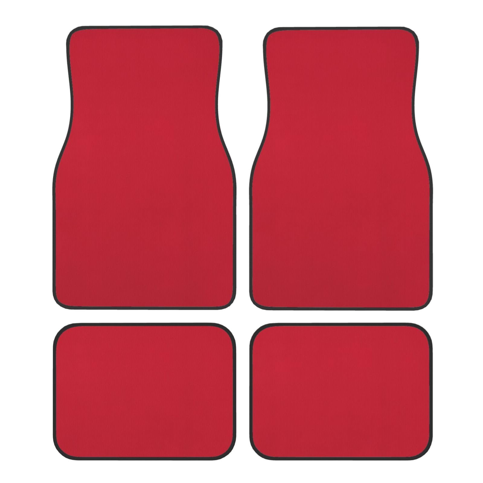 Lot de 4 tapis de sol universels pour voiture en moquette rouge (avant et arrière), tapis de sol antidérapant imperméable pour SUV, fourgonnette, berlines, camions