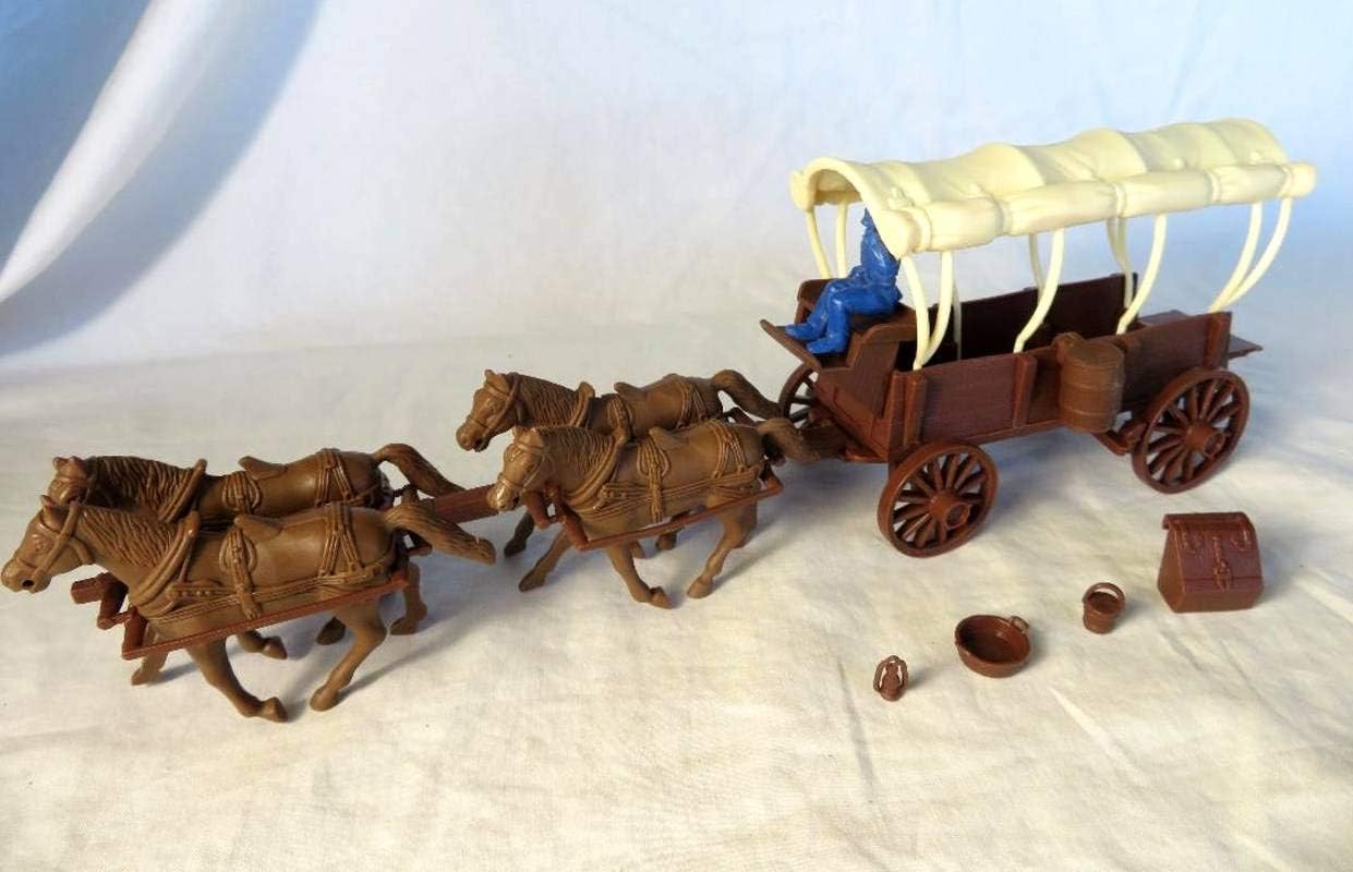 Wagon Hitch w/ 2 Brown Horses MARX/Classic Toy Soldiers Toys & Hobbies