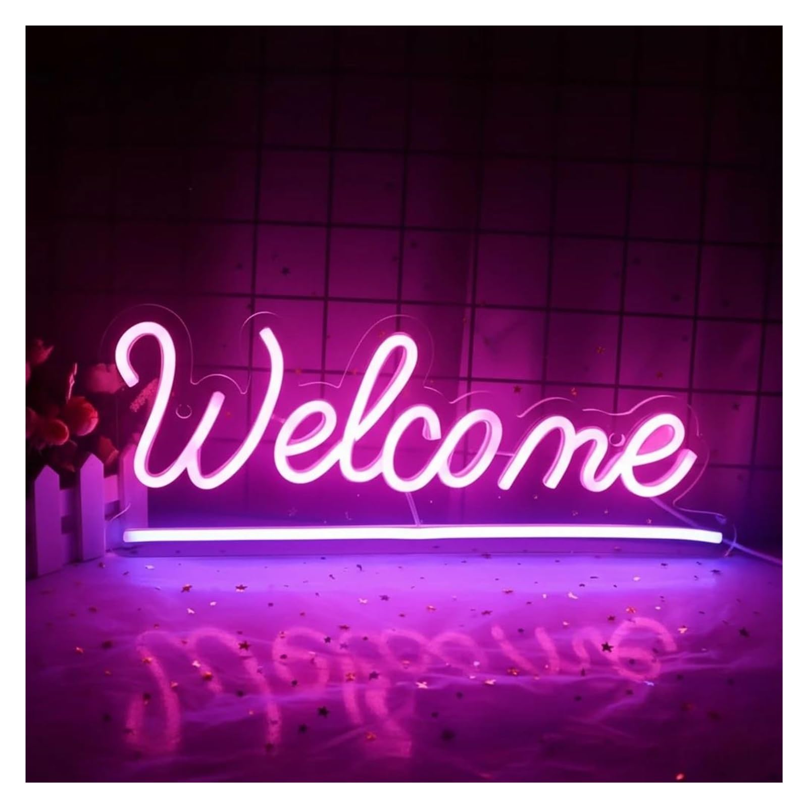 RONGCH Hanging Art Signs Welcome Neon Sign LED Light Dimmable USB Powered for Hotel Restaurant Dance Halls Shop Bar Salon Hotel Party Venues Decor 40cmx14cm