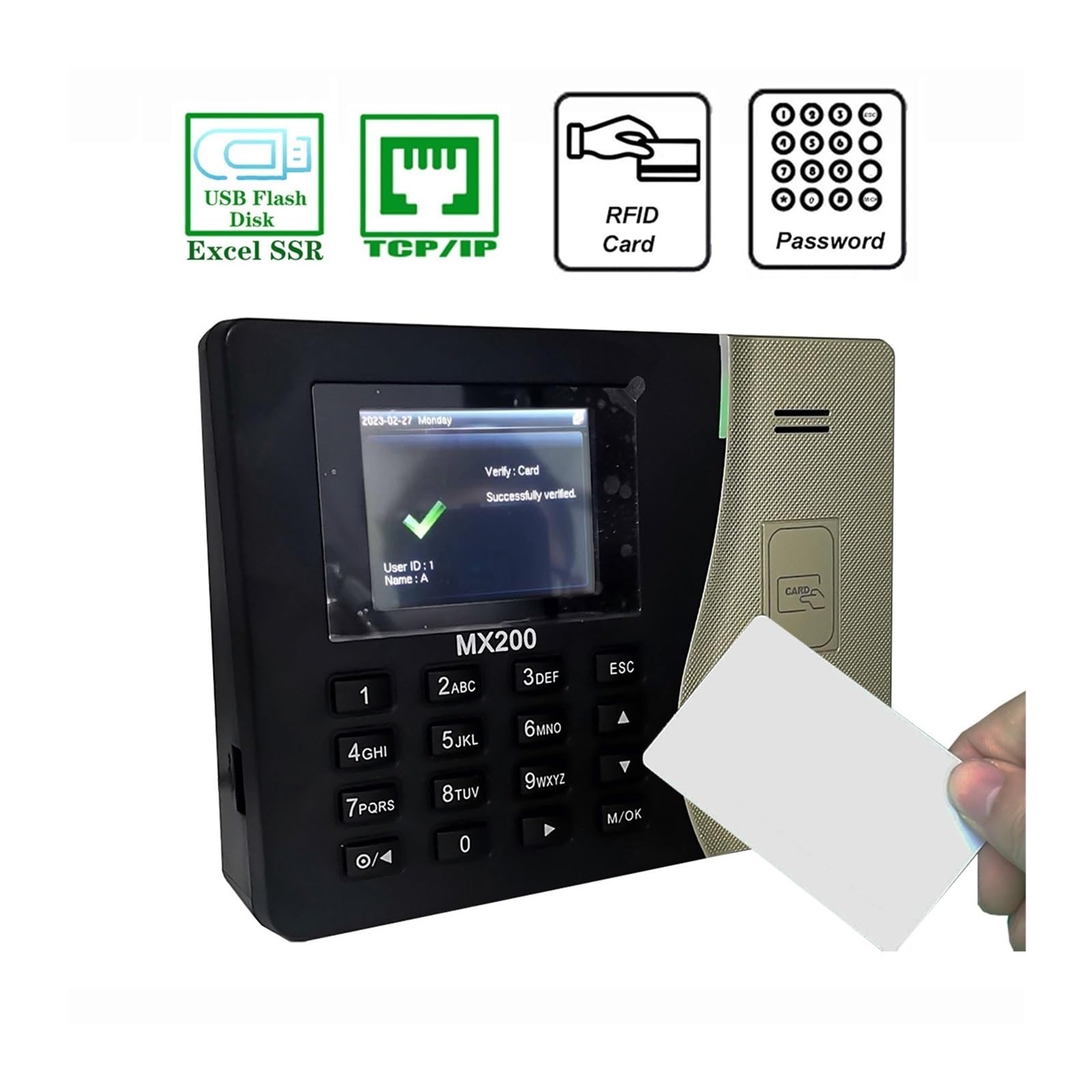 Zegar czasu, MX200 Tcp/Ip RFID 125khz System rejestracji obecności na kartach SSR Zegar czasu pracy zbliżeniowych Urządzenie elektroniczne do kontroli pracowników dla Pracowników(Russia Menu)
