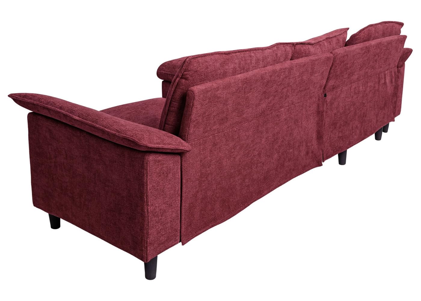Mendler Sofa-Garnitur HWC-O71, Couch Ecksofa L-Form, Liegefläche Links/rechts, Stoff (320 g/m²) Holz 84x229x140cm - Bordeaux