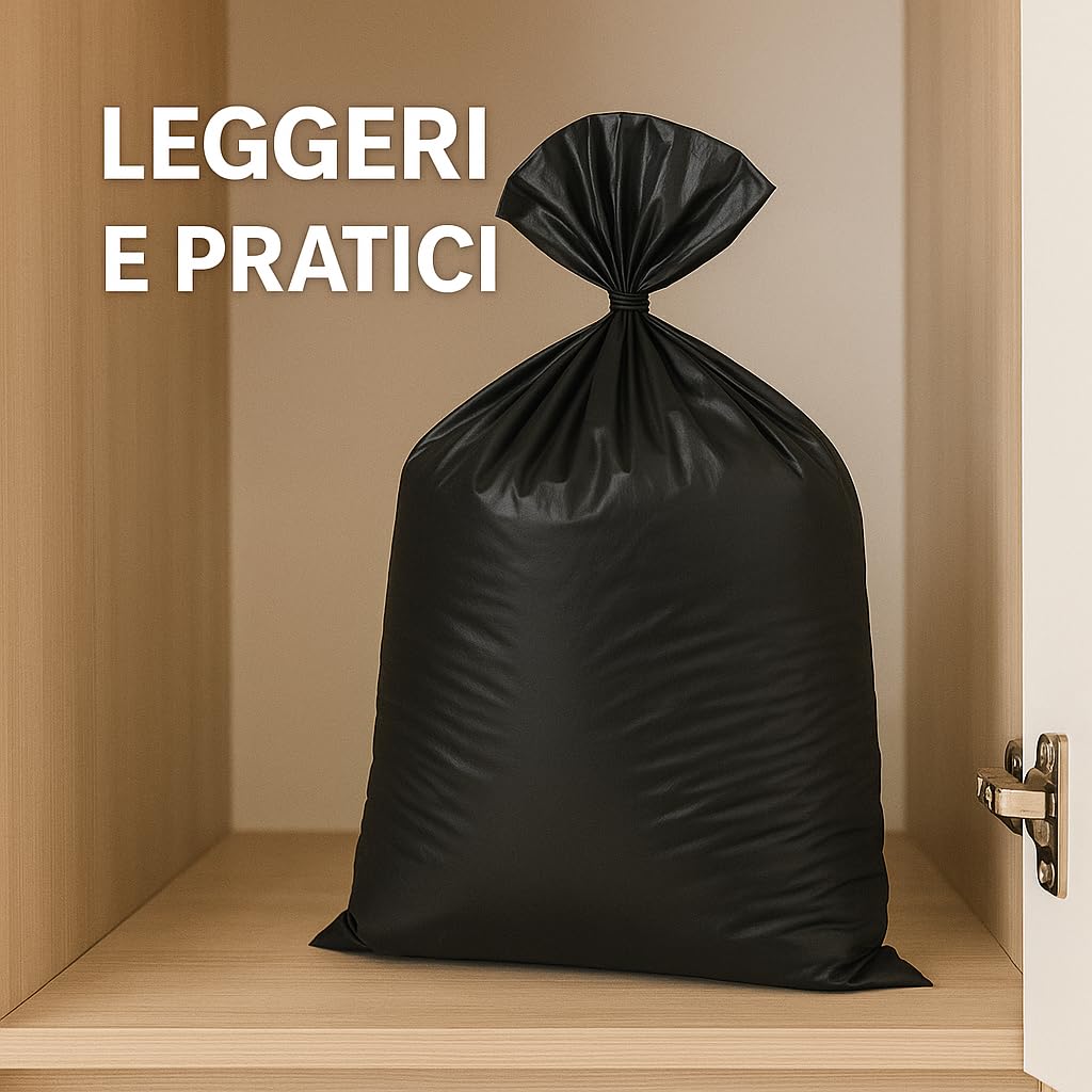 ETIK by Monosafe – Sacchi Neri Spazzatura 50x60 cm LDPE Rigenerato (400 Rotoli da 10 Sacchi – Totale 4000 Sacchetti)