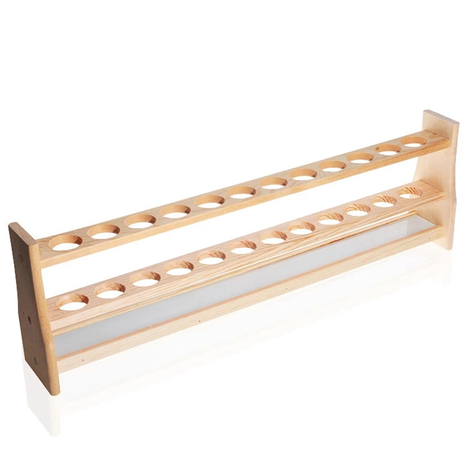 Gradilla para tubos de ensayo Soporte de madera for tubos ensayo, soporte for bureta, for laboratorio, estante, suministros escolares, 28mm x 12 agujeros
