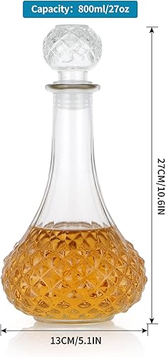 Miniatura 3 de MDLUU Decantador de vidrio con tapón hermético botella decantadora de licor de 271fl oz27 onzas para vino whisky brandy vodka cuello largo
