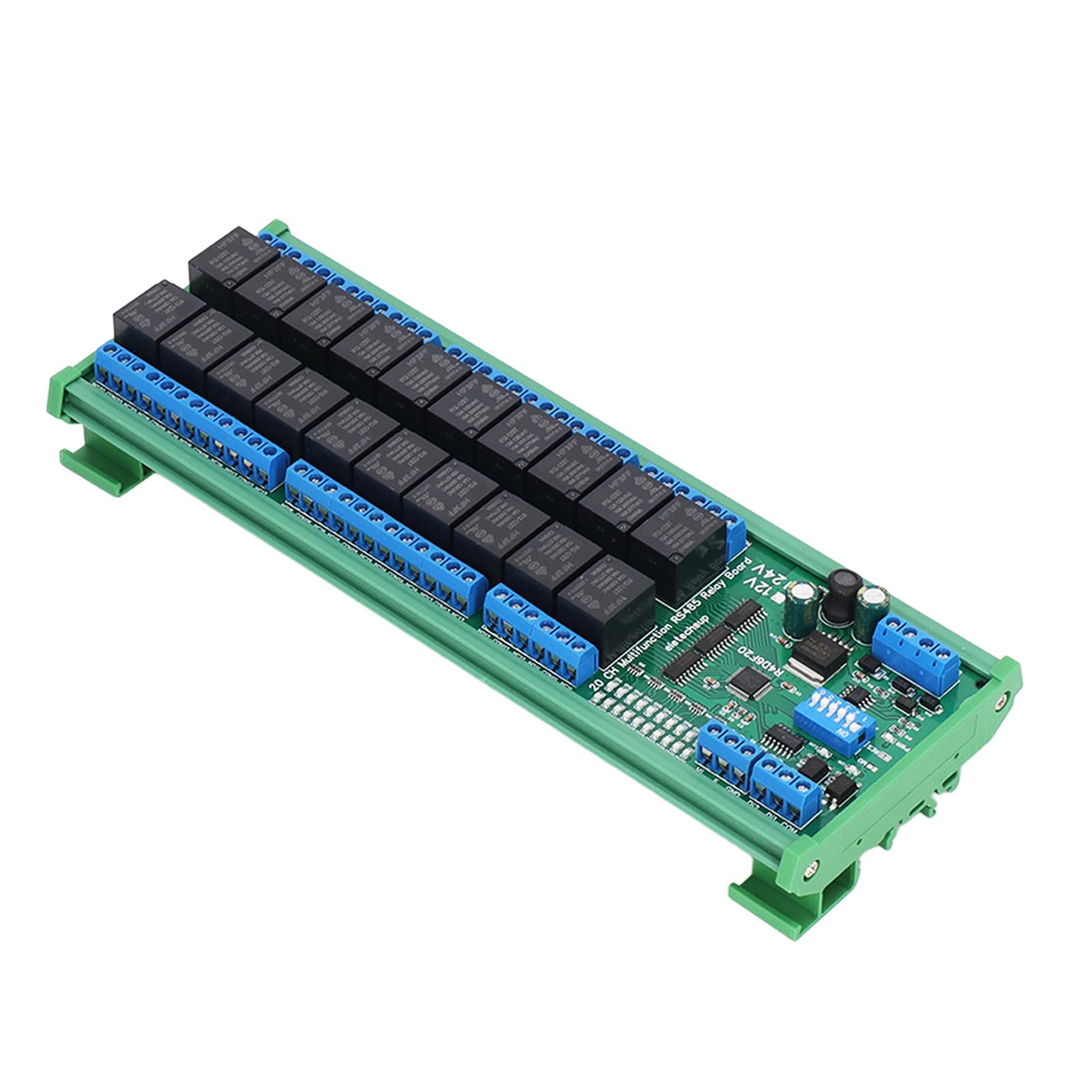 Carte Relais 20 Canaux Module Contrôle RS485 - Temps Données Réglable, Protection Surtensions, Idéal Domotique 24V