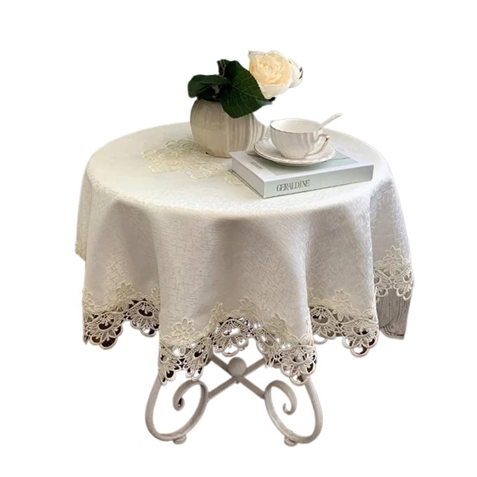 SHENJMAI Vintage Lace Table Table Cloth Round Tablecloth Lace Dining Cover Embroidered Home Mat Decoration(Color9,Diameter 175cm Round)
