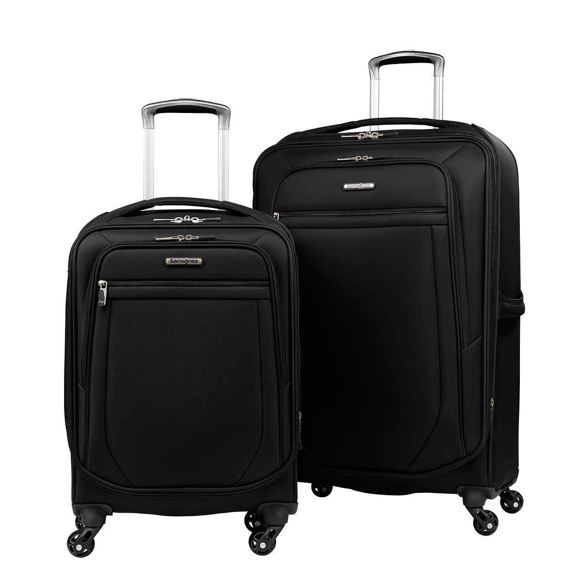 Samsonite 2-pc Spinner Luggage Set 27" Check-in & 21" Carry-on Super Light Weight 4 Wheel Suitcase -Black