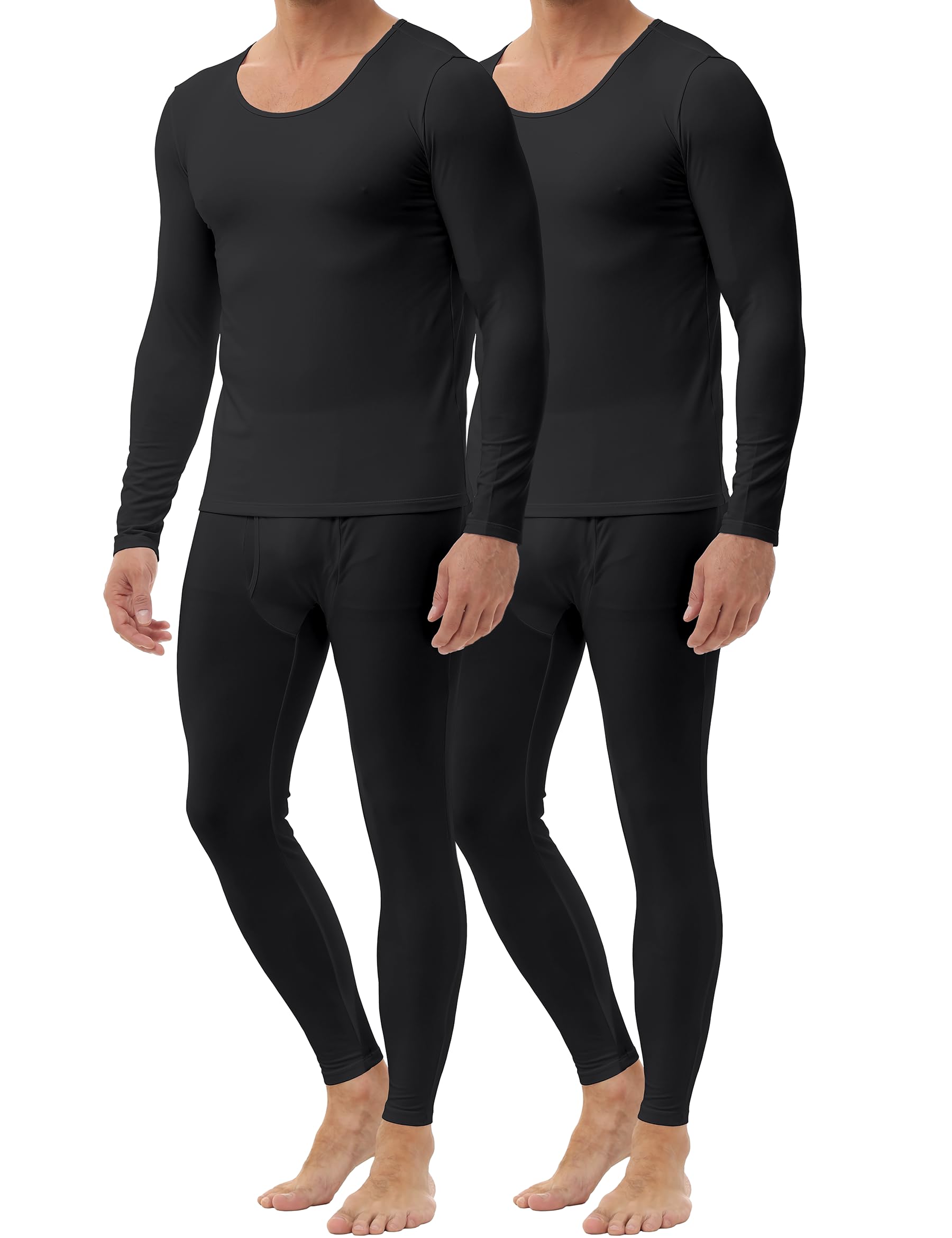 Set di biancheria intima termica da uomo, biancheria intima funzionale da uomo, foderata in pile, biancheria intima da sci, confezione doppia per sport invernali e all'aria aperta