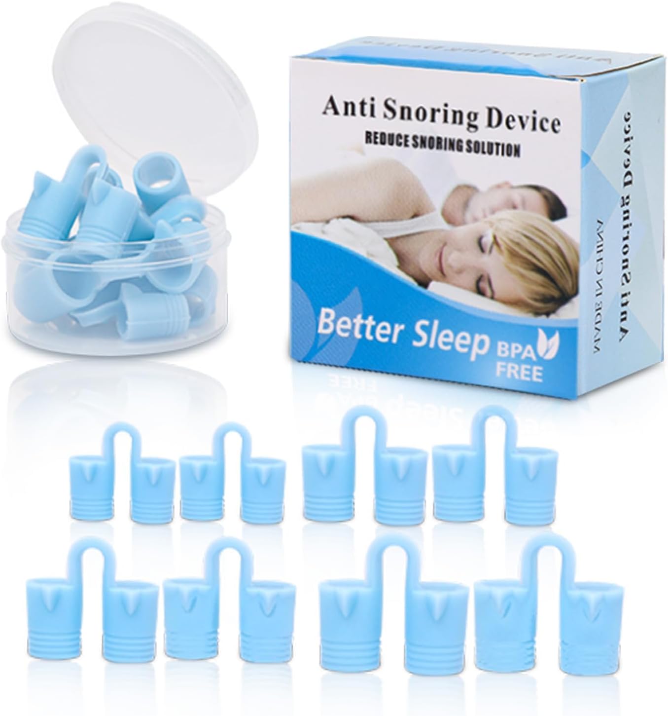 CINWAUVO Anti Snoring Nose Vent 8 Nasal Cones Nasal Dilator to Stop Snoring - Effective Snore Stopper Anti Snoring Devices Easy to Use Snoring Solution Blue