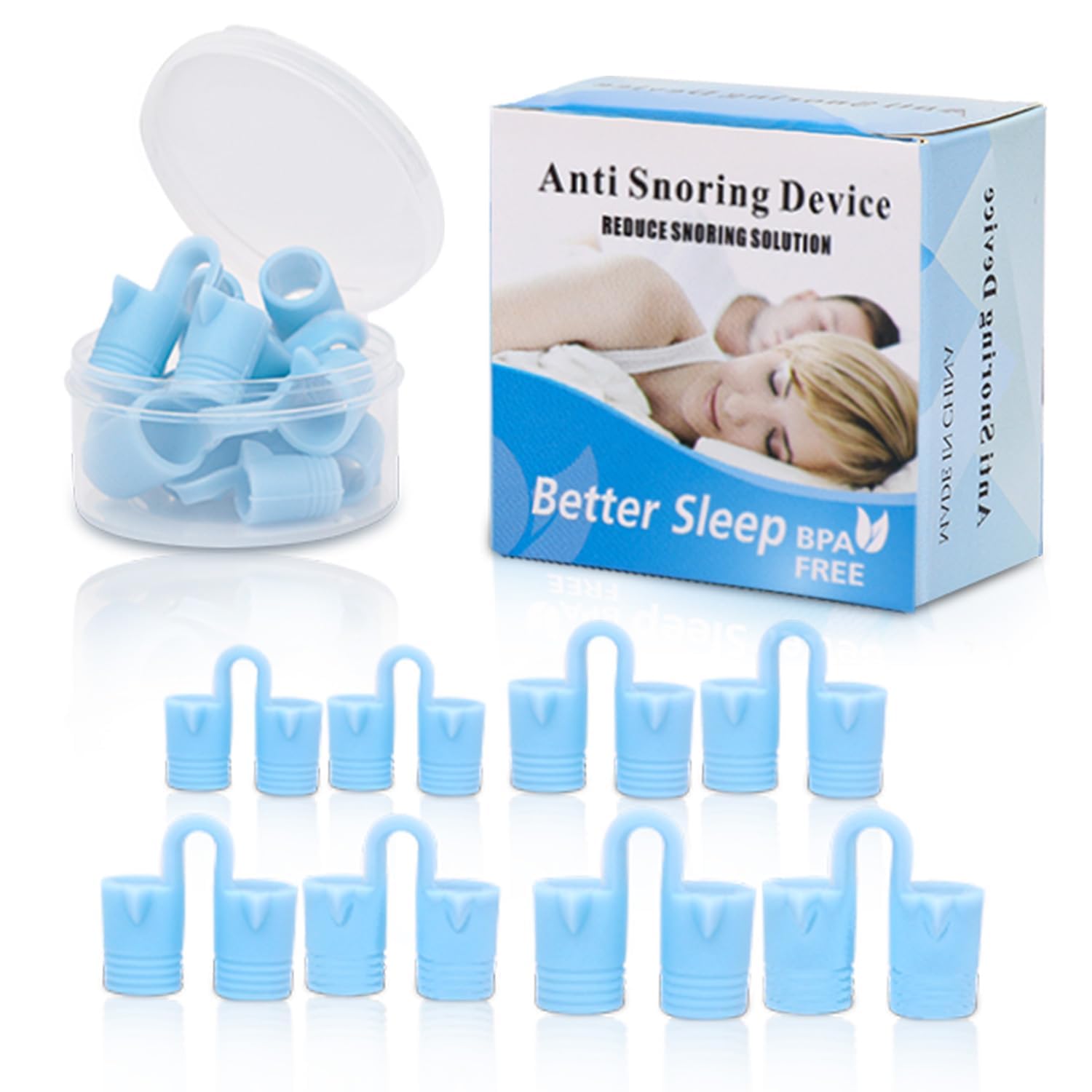 cinwauvoAnti Snoring Nose Vent 8 Nasal Cones Nasal Dilator to Stop Snoring - Effective Snore Stopper Anti Snoring Devices Easy to Use Snoring Solution Blue