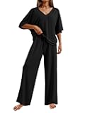 Pajama Sets for Women 2 Piece Lounge Set Short Sleeve Tops and Long Pants Soft Comfy Pjs Sleepwear Outfits S-XXL