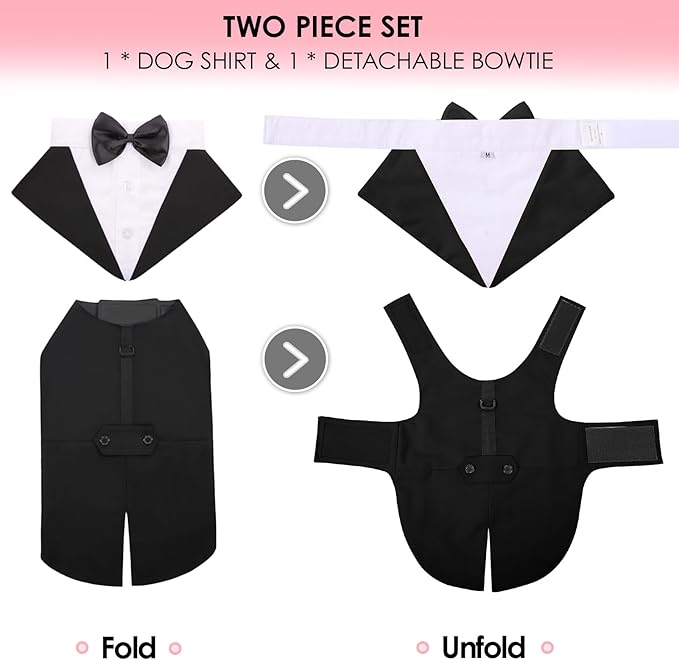 Traje de Etiqueta para Perro Tuxedo con Corbata y Bandana AOFITEE miniatura 4