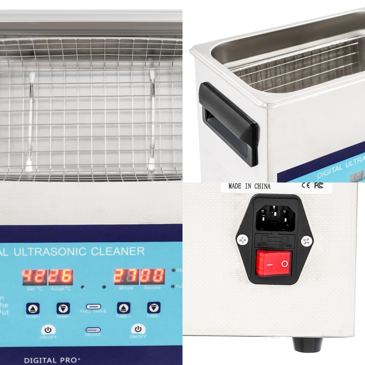 3L 40KHz Ultraschallreinigungsgerät Edelstahl Ultraschallreiniger mit Heizung, 0-80°C Einstellbare Temperatur Ultraschall-Reinigungsmaschine, Ultraschall-Reinigungsmaschine mit LED-Display